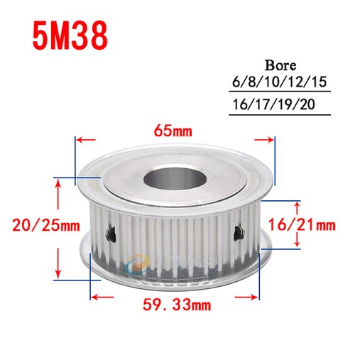 HTD-5M 25-38T Timing Belts Pulley AF-type Drive Pulleys For 15/20mm Width Belt - Picture 12 of 12