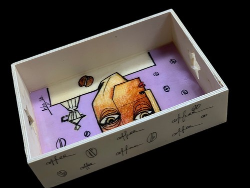 Coffee Tray Original Painting Acrylic/Pastel with Resin Wooden Cuban Art by LISA - Picture 5 of 8
