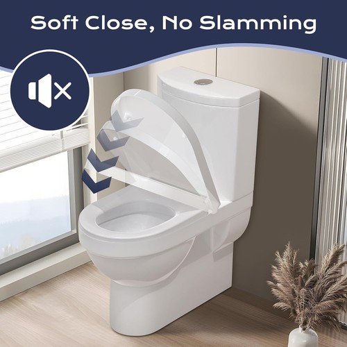 Premium Toilettendeckel D-Form WC Sitz mit Absenkautomatik Weiß Soft Close C1003 - Bild 2 von 7