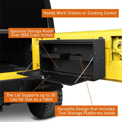 Durable Steel Tailgate Table Storage Fold-up Lock Box fit Jeep Wrangler TJ 97-06 - Foto 5 di 12