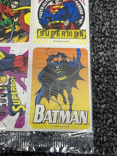 Vintage Sealed 44 Superboy Superman Batman Robin Stickers 1995 Walmart Kids Meal - Picture 12 of 16