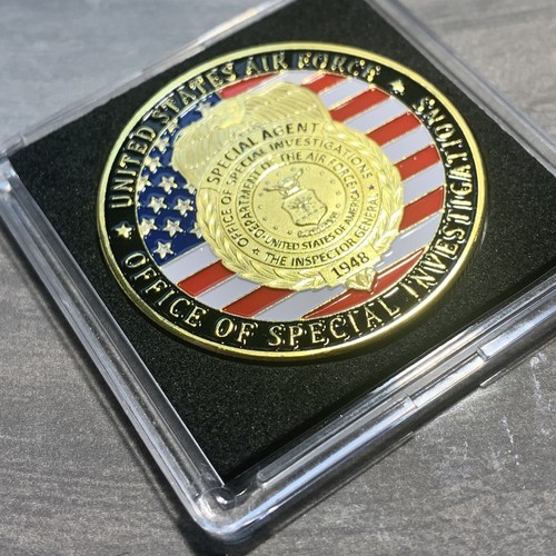 Moneda de Desafío OOSI de la Oficina de Investigaciones Especiales de la USAF 40 mm con estuche ¡Nuevo! - Imagen 5 de 15