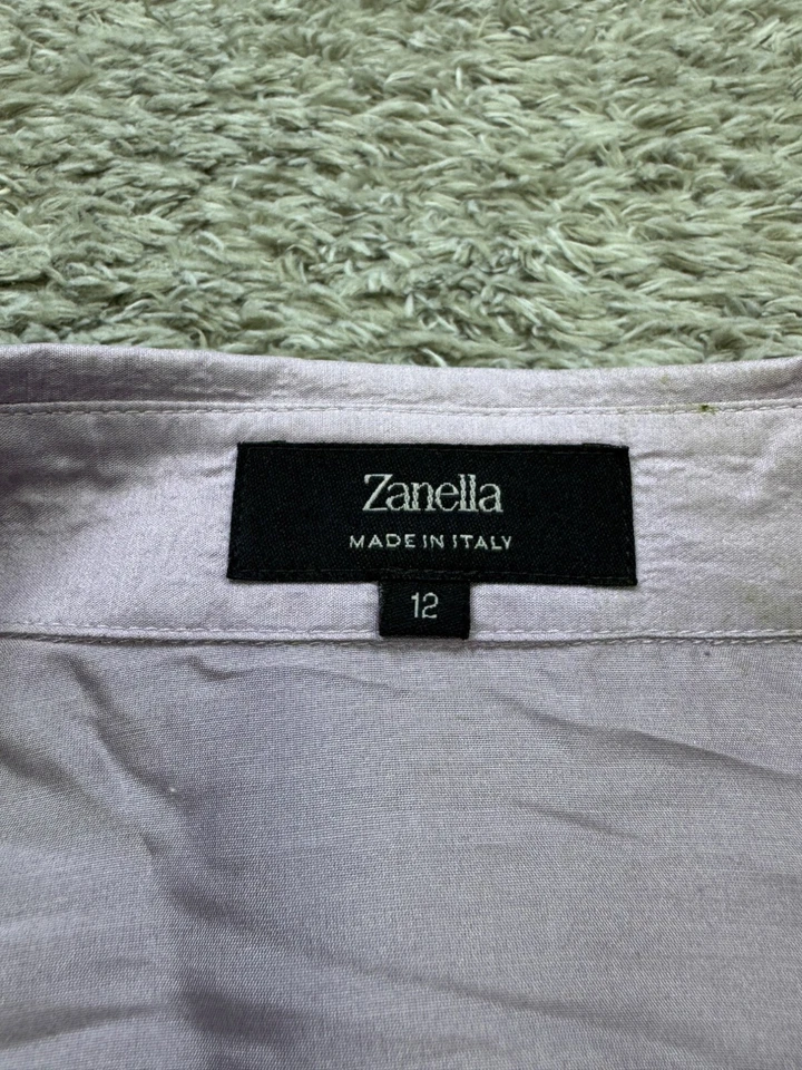 Top Zanella para mujer 12 púrpura lavanda seda cuello en V abotonado hada hecho en Italia Foto 3 de 4