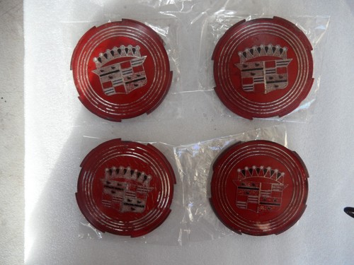 1957 57 1959 59 Cadillac Eldorado hubcap center medallions RED (4)- good -B - Picture 4 of 6