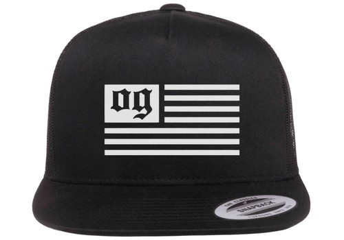 OG Flag L.A. Sombrero de camionero malla trasera a presión Hip Hop Béisbol Gorra unisex - Imagen 11 de 18