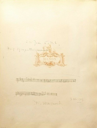 JULES MASSENET Composer limited 1st ed. score with AMSQ of his opera MANON - Picture 1 of 4