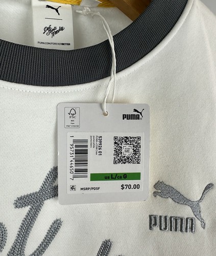 PUMA Sweatshirt Damen groß weiß Pullover rund Ausschnitt Langarm Diät weich neu mit Etikett - Bild 15 von 15