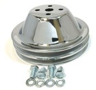 SB Chevy Water Pump Pulley SHORT 2 Grooves Double SWP SBC 350 383 400 Chrome