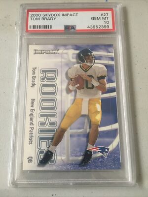 2000 skybox impact tom brady rookie card psa card super bowl  champion