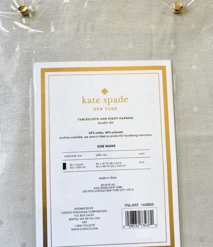 NEW Kate Spade Larabee Dot 9 Piece Tablecloth and Cloth Napkin Set Gray - Picture 4 of 6