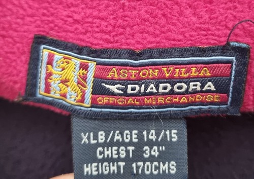 ASTON VILLA 2001 FLEECE JACKET Diadora -Training -Age 14-15 (Mens XS/S?) Vintage - Picture 5 of 7