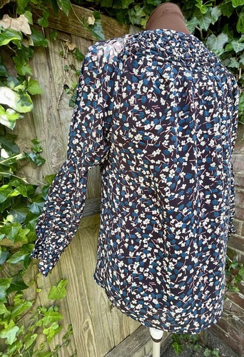 Monsoon Long Sleeved Ditsy Floral Boho Smock Top Sz 8 Oversized Semi Sheer - Picture 3 of 9