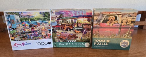 Lot Of 7 Puzzles 3000 2000 1000 Pieces (missing 1 Piece) Vegas Beach Lion Cars - Picture 6 of 9