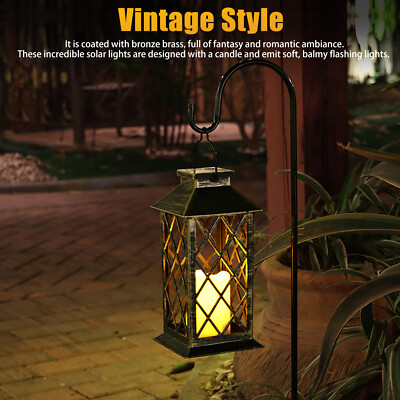 Solar Hanging Lantern LED Lights Outdoor Yard Patio Garden