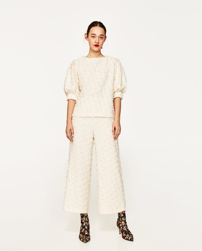 NWT ZARA Jacquard Textured Culottes 