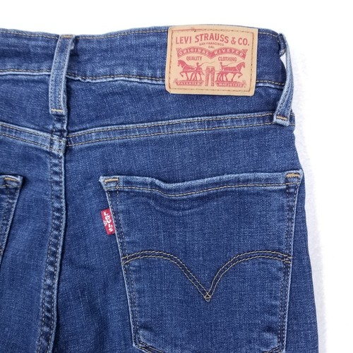 Levis 721 High Rise Skinny Womens Blue Jeans Distressed Size 25 (Measures 25x27) - Picture 3 of 15