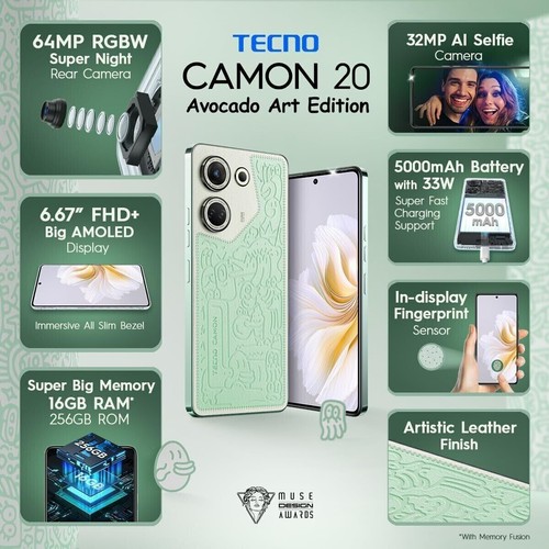 Tecno Camon 20 Art Edition-Factory Unlocked-6.67" FHD+AMOLED-256GB STORAGE - Picture 4 of 5