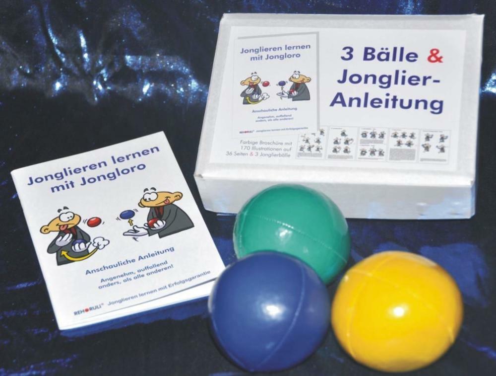 Thumbnail - 3 Bälle & Jonglier-anleitung (blau, Grün, Gelb) - Ehlers Stephan -