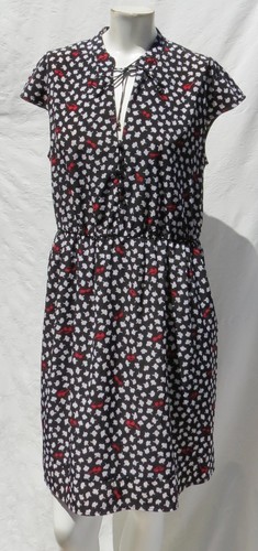 MAEVE Anthropologie US women’s M Black White Retro Print Shirt Dress Pockets - Picture 1 of 6