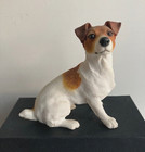Jack Russell Terrier Figurine Hand Painted Textured Resin Glass Bead Eyes 3 inch