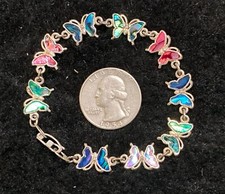 Girl Childs' Mother Of Pearl Style Vintage BUTTERFLY BRACELET Children Jewelry