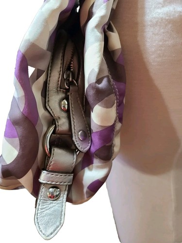 Coach Signature Madison Double Handle Shoulder Bag Purple & Silver Medium Sz - Picture 10 of 16