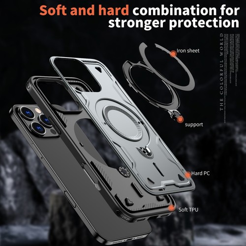 Shockproof Magnetic Ring Holder Case For iPhone 16 Pro Max 15 14 Plus 13 12 11 - Picture 51 of 55