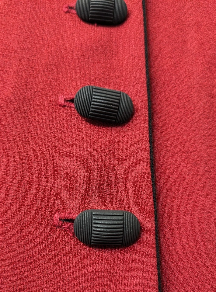 Vintage A’GI BROOKS Red Burgundy Black Buttons Blazer Medium - Image 3 of 4
