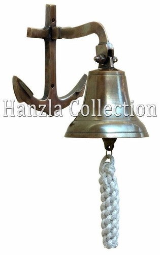 Antique Brass Anchor Ship Bell~Nautical Maritime Door Bell Vintage Home Decor - Foto 1 di 6