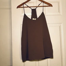 Molly Green Tank Blouse Adjustable Straps Tunic Loose Fit Womens Medium