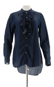 Ébouriffé Foncé Avant Tissé Bouton Merveilleux 16 Le Tunique C Chambray Indigo x0qz4Owx6