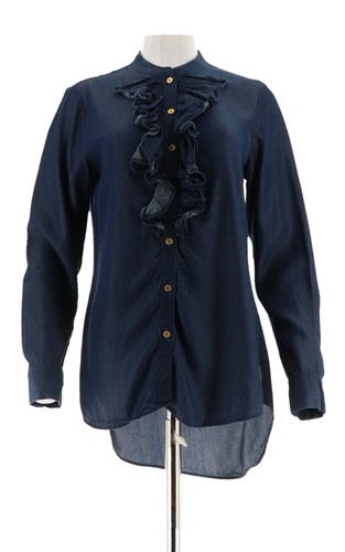 Ébouriffé Foncé Avant Tissé Bouton Merveilleux 16 Le Tunique C Chambray Indigo x0qz4Owx6