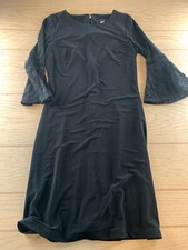 Tommy Hilfiger Women Shift Dress Black Size 2 Crepe Floral Lace Sleeve 