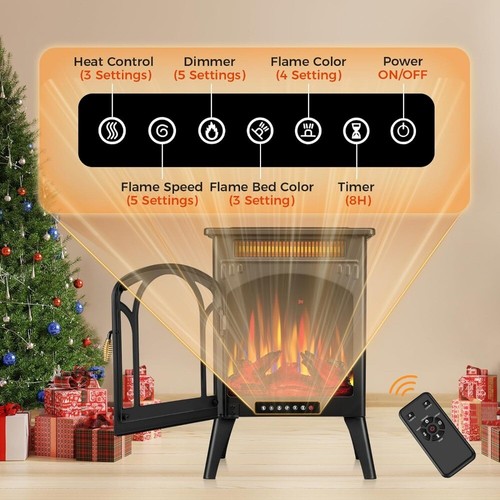 16" Electric Fireplace Heater Remote, Cathedral Stylish, Different Flame,Black - Picture 6 of 6