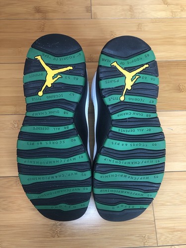 Air Jordan 10 Retro 2019 Seattle WHITE/BLACK-GREEN-YELLOW 310805-137 (Size 10) - 第 18/22 張圖片