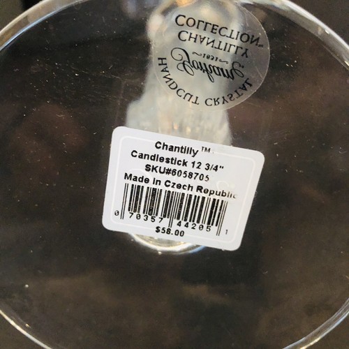 NEW Vintage GORHAM Crystal Candlestick Holders CHANTILLY Pair 12" Taper - Picture 5 of 7