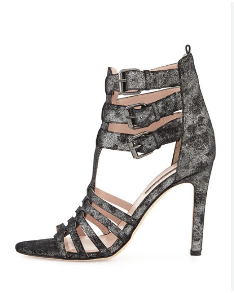 SJP Sarah Jessica Parker Mujer Antracita Gamuza Tirantes Jaula EE. UU. 38,5 Sandalia $455 Foto 3 de 4