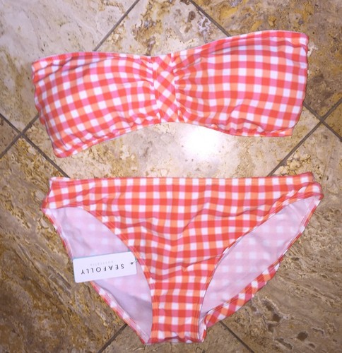 Seafolly Sophia Mandarine kariert Bandeau Bikini Badeanzug 2-teiliges Set Damen neu mit Etikett - Bild 2 von 3