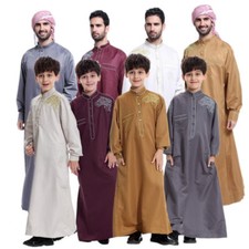Men Muslim Saudi Thobe Kid Boy Robe Dishdasha Islamic Kaftan Maxi Dress Clothing