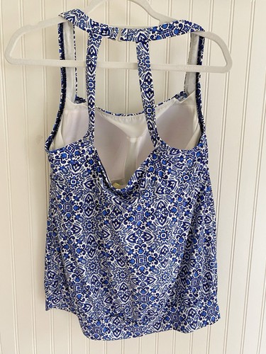 Lands' End Damen Größe 12 Blouson Neckholder Tankini Badeanzug Oberteil gepolsterter BH blau - Bild 5 von 9