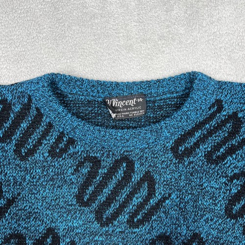 Vintage Youth Abstract Art Sweater Boys 14 Med Knit Acrylic Striped Multicolor - Picture 4 of 9