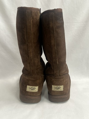 UGG Australia Sunset Tall Side Zip Up Boots Size 6 Brown Suede Zipper Label 5253 - Picture 3 of 12