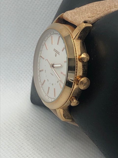 Fossil Q FTW5007 Women's Leather Analog White Dial Hybrid Smart Watch HK228 | eBay