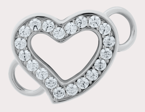Lestage convertible broche encanto SB5740 cristal abierto corazón broche plata de ley - Imagen 2 de 2
