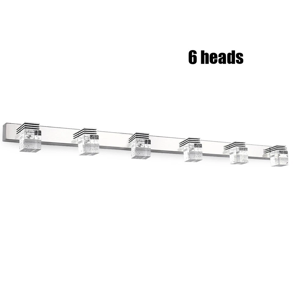 Moderno tocador de baño de 6 cabezales LED cristal espejo luz lámpara de pared frontal accesorio Foto 3 de 4