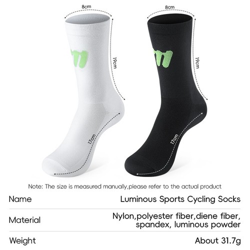 WEST BIKING Sports Cycling Socks Breathable Football Running Luminous Socks - Picture 12 of 22