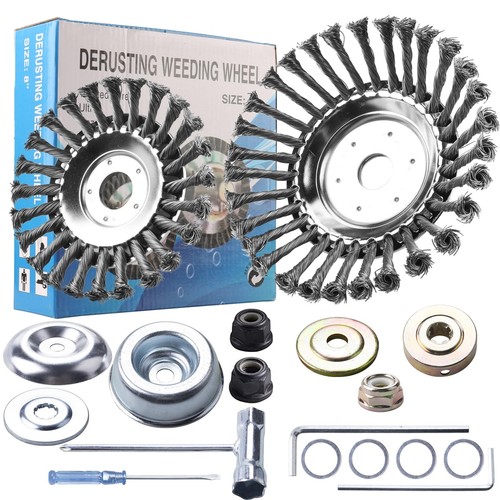 6+8 Inch Steel Wire Rotary Brush Cutter Trimmer Head Sets Weeds Blade Cutter ...
