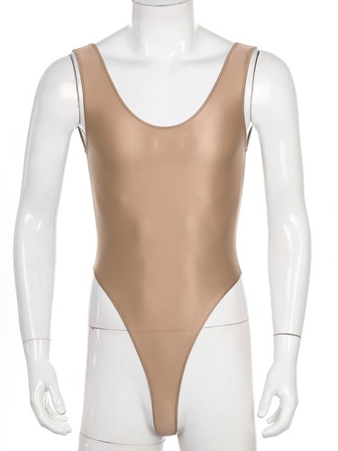 Men's Glossy Deep U Neck Leotard Bodysuit Wrestling Singlet Activewear Leotard - Picture 101 of 110