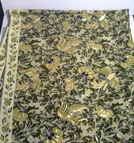 Gold on Black Multicolor Floral Metallic Painted Fabric 2 Yds. x 42" Wide - Picture 1 of 4