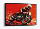 COOL GUY DRIVING MOTORBIKE RED SPLASH FLOAT EFFECT CANVAS WALL ART PIC PRINT